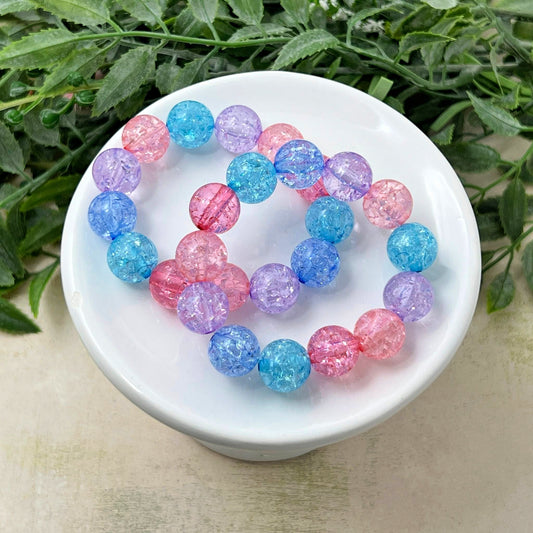 12mm Cotton Candy Crackle Bracelet