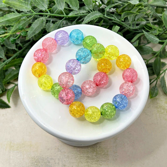 12mm Rainbow Crackle Bracelet