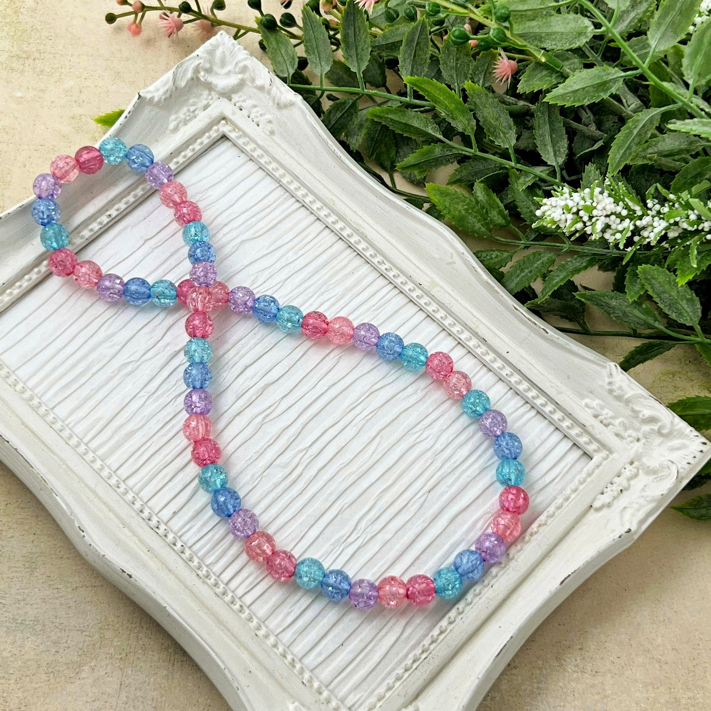 Cotton Candy Crackle Stretch Necklace
