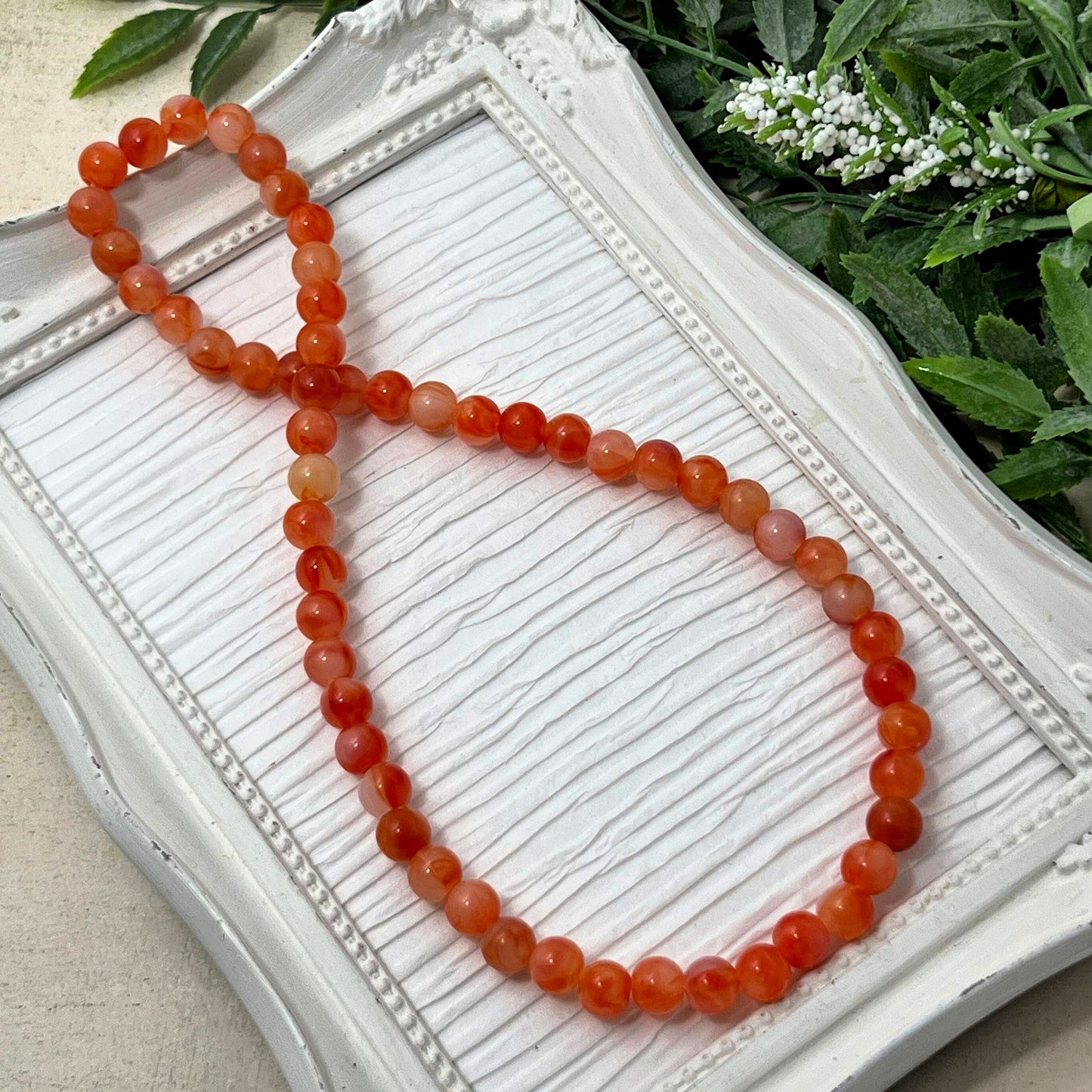 8mm Red Marbled Stretch Necklace