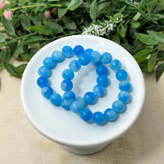 10mm Light Blue Marbled Bracelet