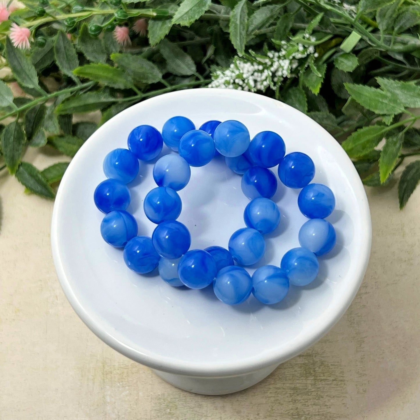 12mm Royal Blue Marbled Bracelet