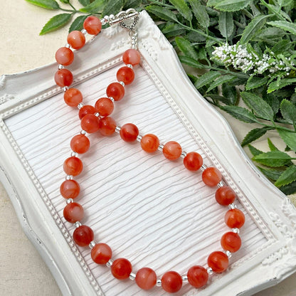 12mm Red Marbled Bitty Bead Necklace