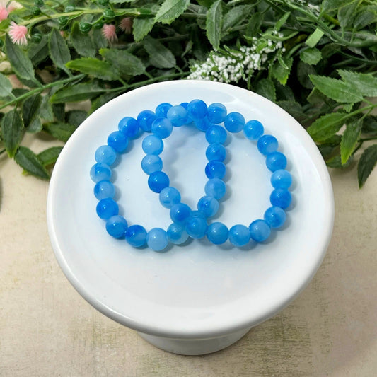 8mm Light Blue Marbled Bracelet