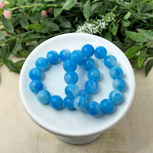 12mm Light Blue Marbled Bracelet