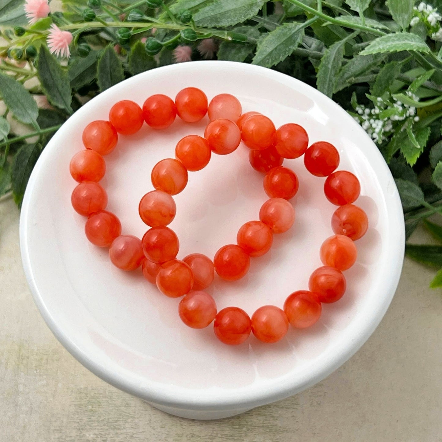 10mm Red Marbled Bracelet