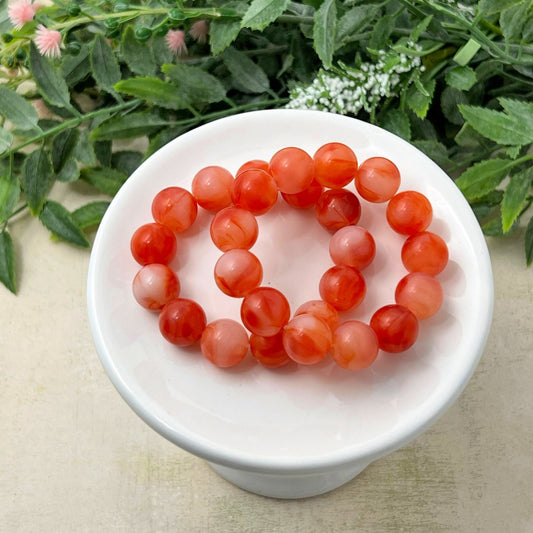 12mm Red Marbled Bracelet