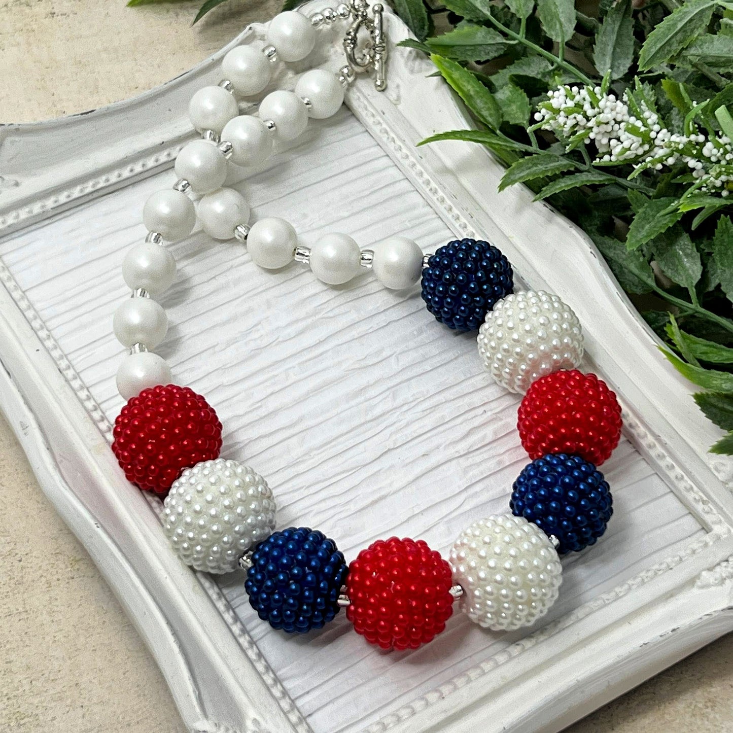 RWB Berry Bead Not-so-chunky Necklace