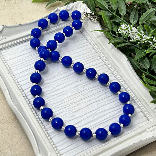 Royal Blue Solid Bitty Bead Necklace