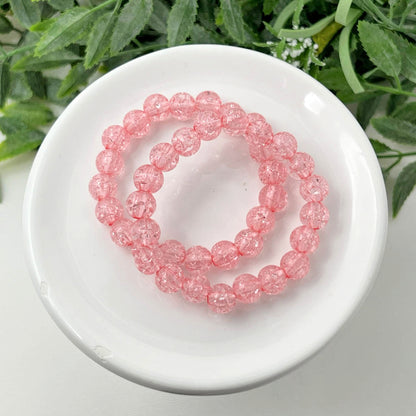 8mm Light Pink Crackle Bracelet