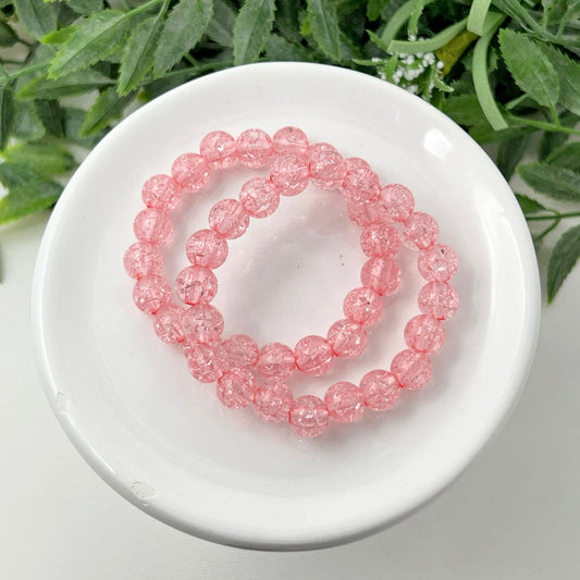 8mm Light Pink Crackle Bracelet
