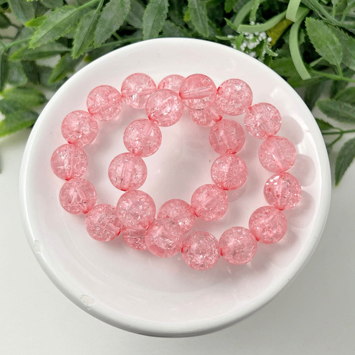 12mm Light Pink Crackle Bracelet