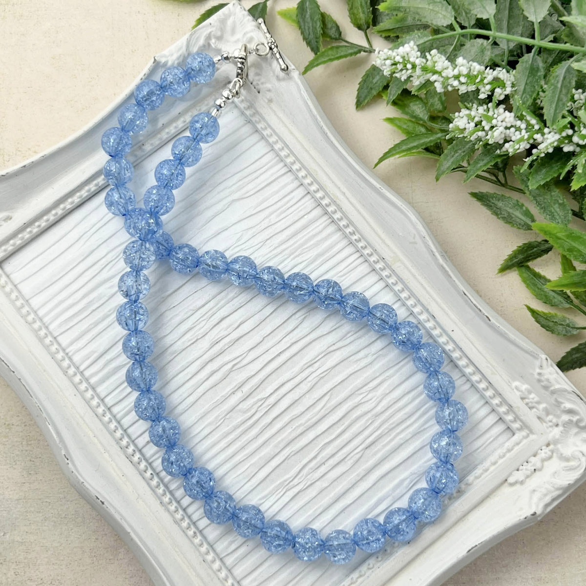 10mm Blue Crackle Necklace