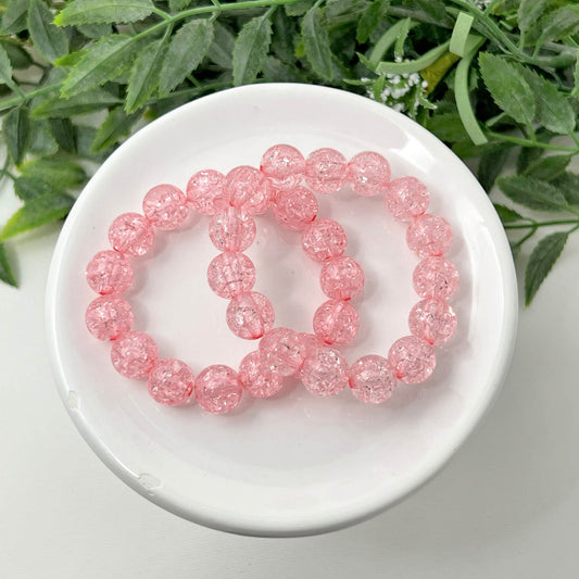 10mm Light Pink Crackle Bracelet