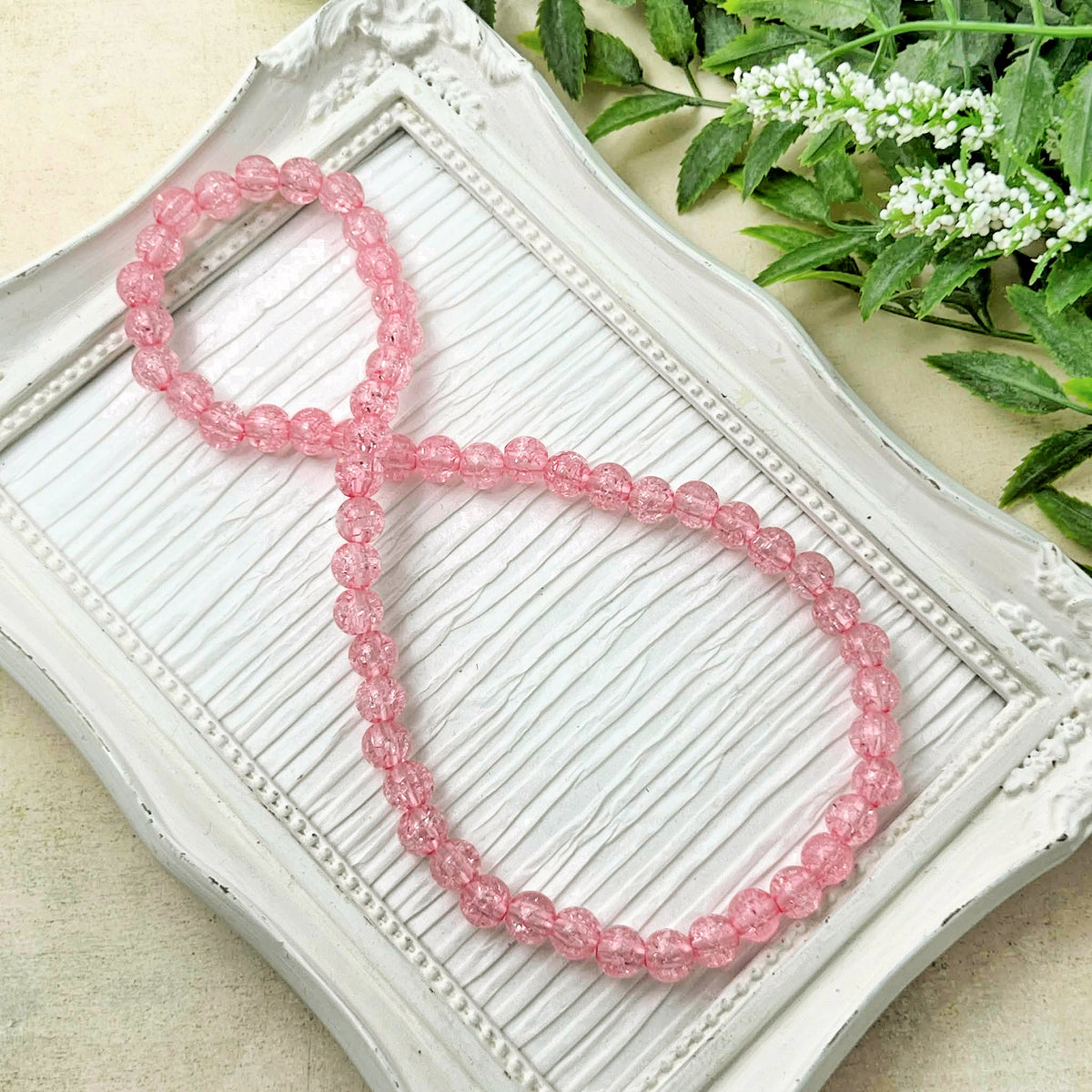 Light Pink Crackle Stretch Necklace