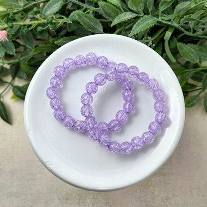 8mm Purple Crackle Bracelet