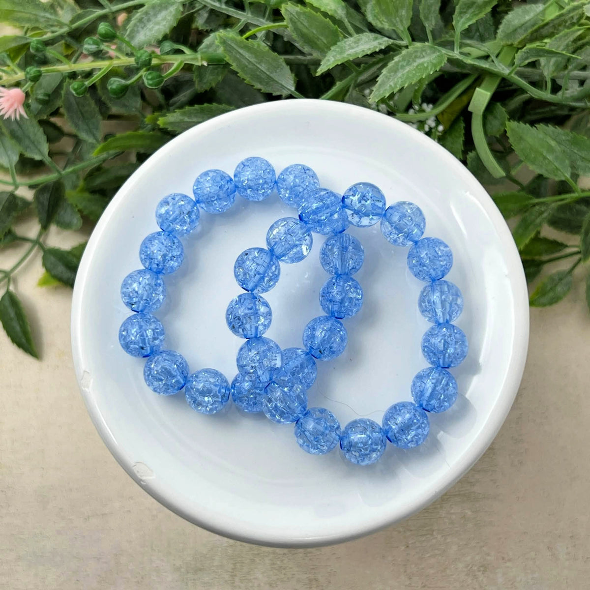 10mm Blue Crackle Bracelet