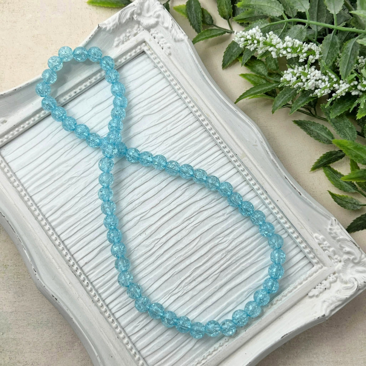 Bright Blue Crackle Stretch Necklace