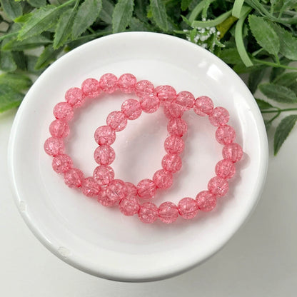 8mm Pink Crackle Bracelet