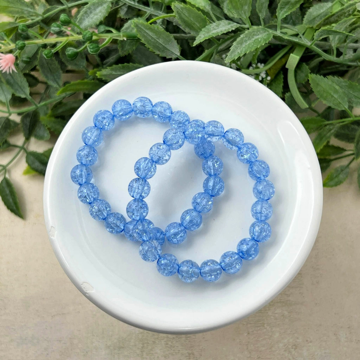 8mm Blue Crackle Bracelet
