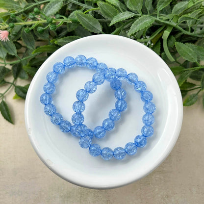 8mm Blue Crackle Bracelet