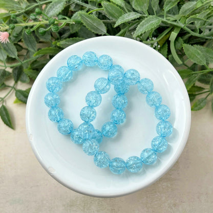 10mm Bright Blue Crackle Bracelet