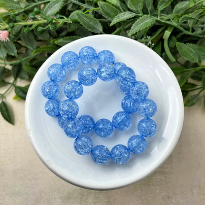12mm Blue Crackle Bracelet