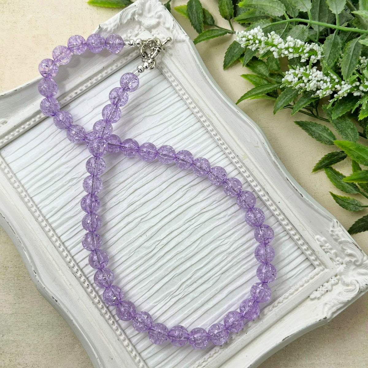 10mm Purple Crackle Necklace