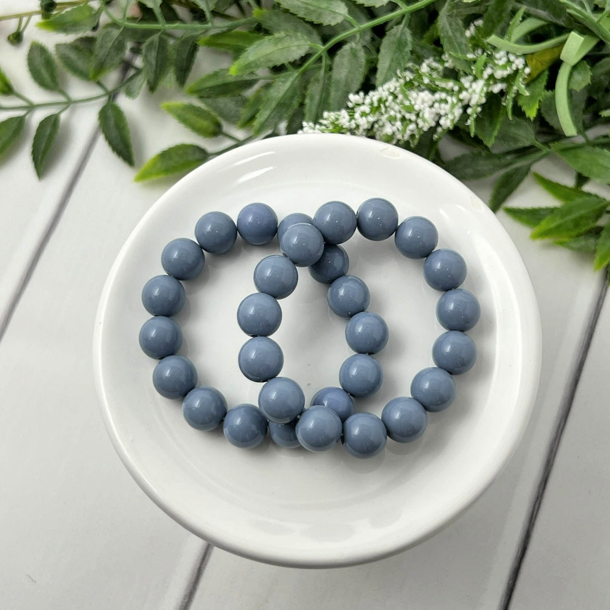 8mm Muted Grey Blue Solid Bracelet