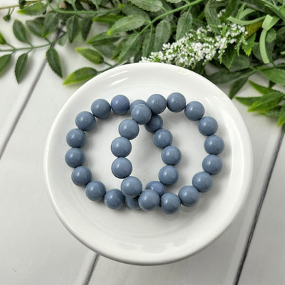 8mm Muted Grey Blue Solid Bracelet