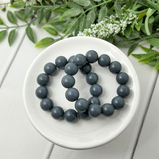 12mm Muted Dark Grey Solid Bracelet