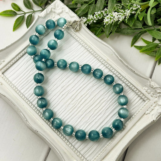 Teal Luster Bitty Bead Necklace