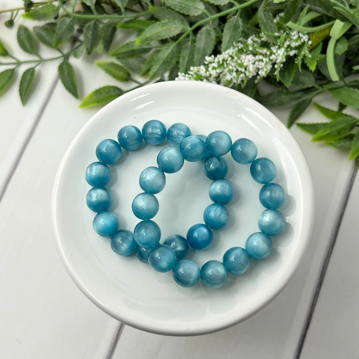 10mm Teal Luster Bracelet