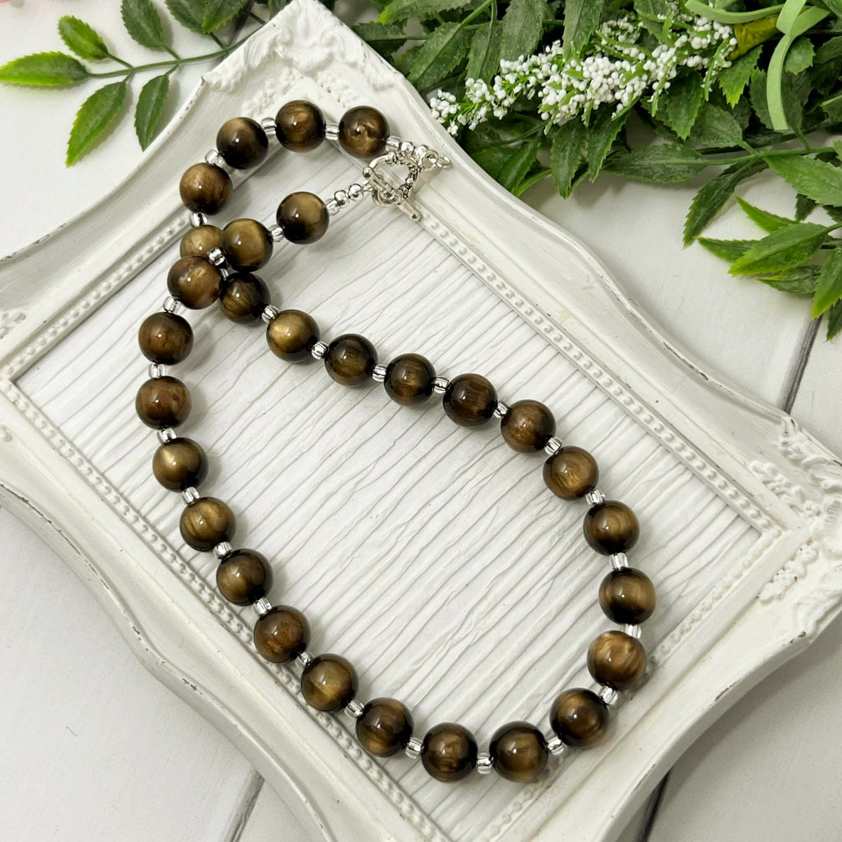 Brown Luster Bitty Bead Necklace