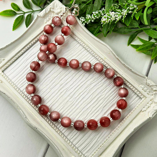 Pink Luster Bitty Bead Necklace