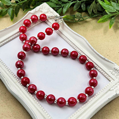 Red Glossy Bitty Bead Necklace