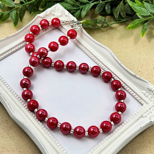 Red Glossy Bitty Bead Necklace