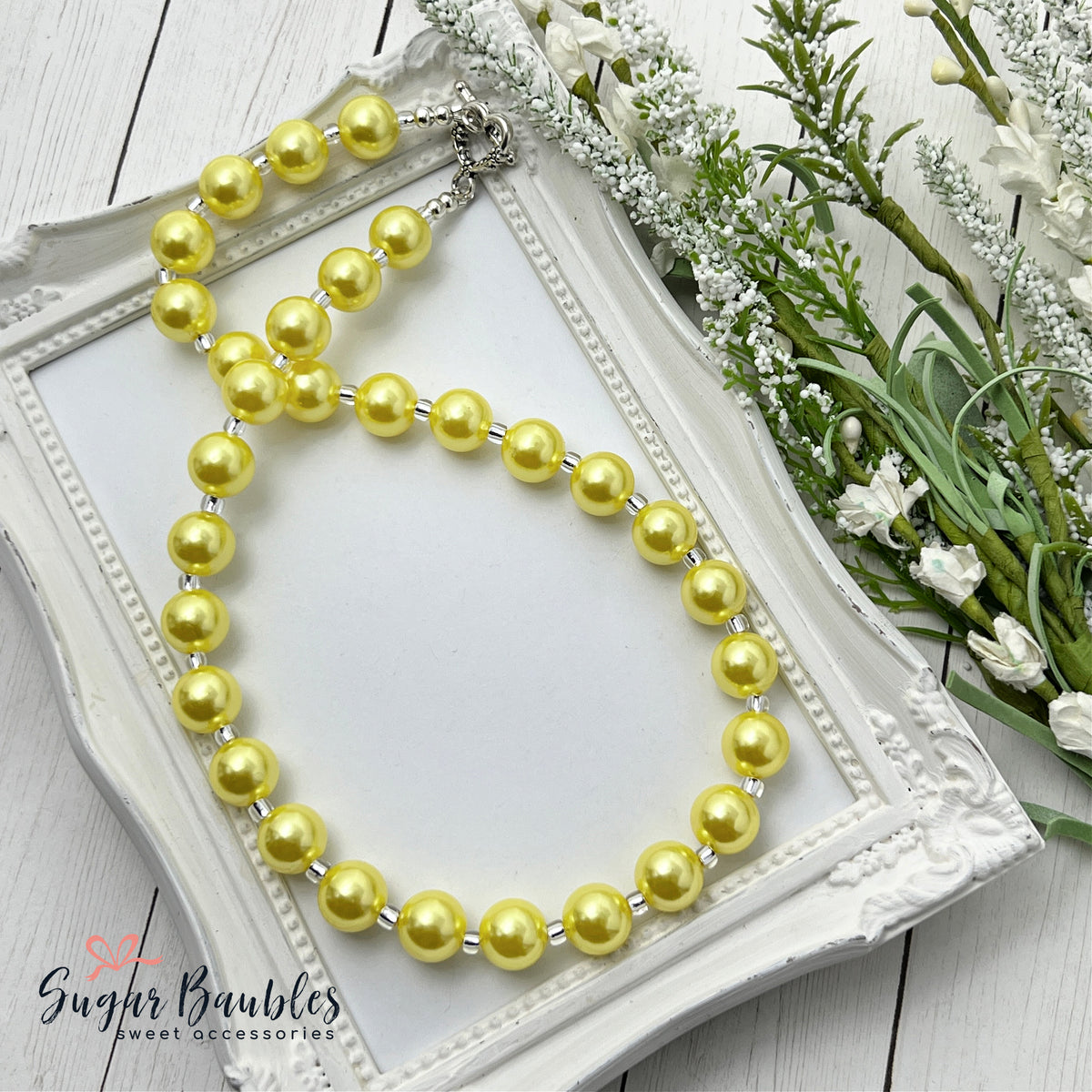 Bright Yellow Bitty Bead Necklace