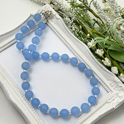 Light Blue Frost Bitty Bead Necklace