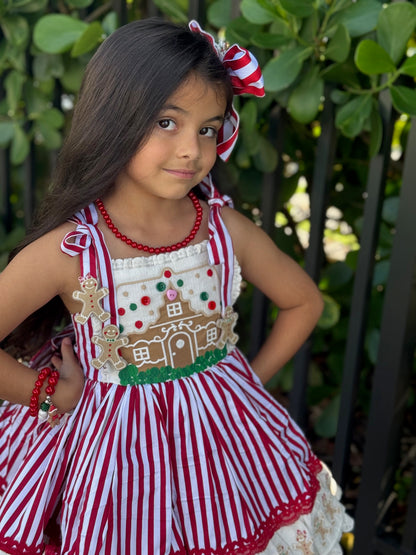 Gingerbread Man Bracelet - red & green