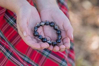 12mm Black with Gold Flake Bracelet