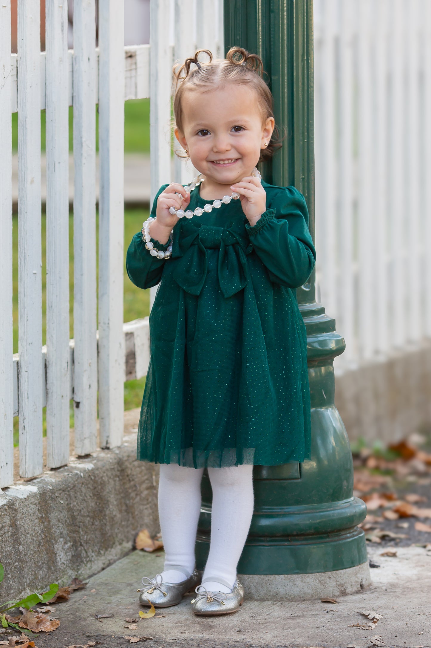 White with Gold Flake Bitty Bead Necklace