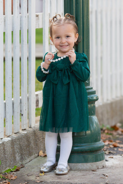 White with Gold Flake Bitty Bead Necklace