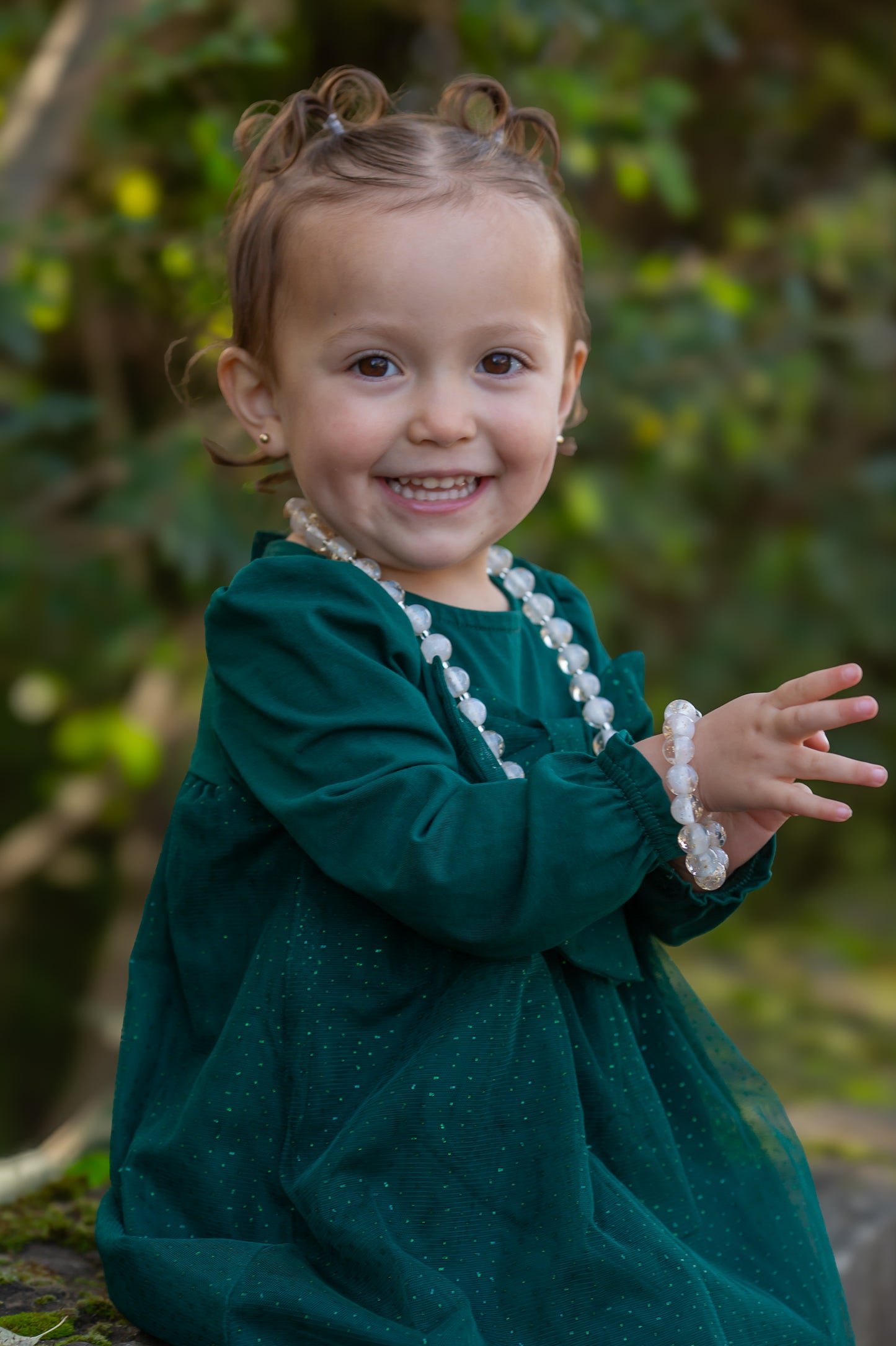 12mm White with Gold Flake Bracelet