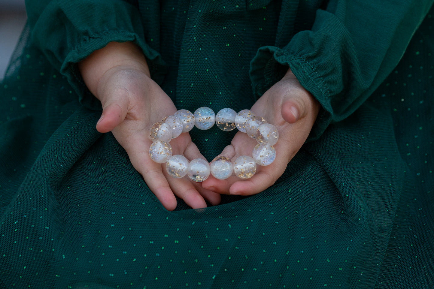12mm White with Gold Flake Bracelet