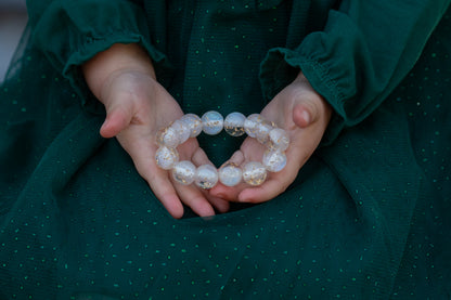 12mm White with Gold Flake Bracelet