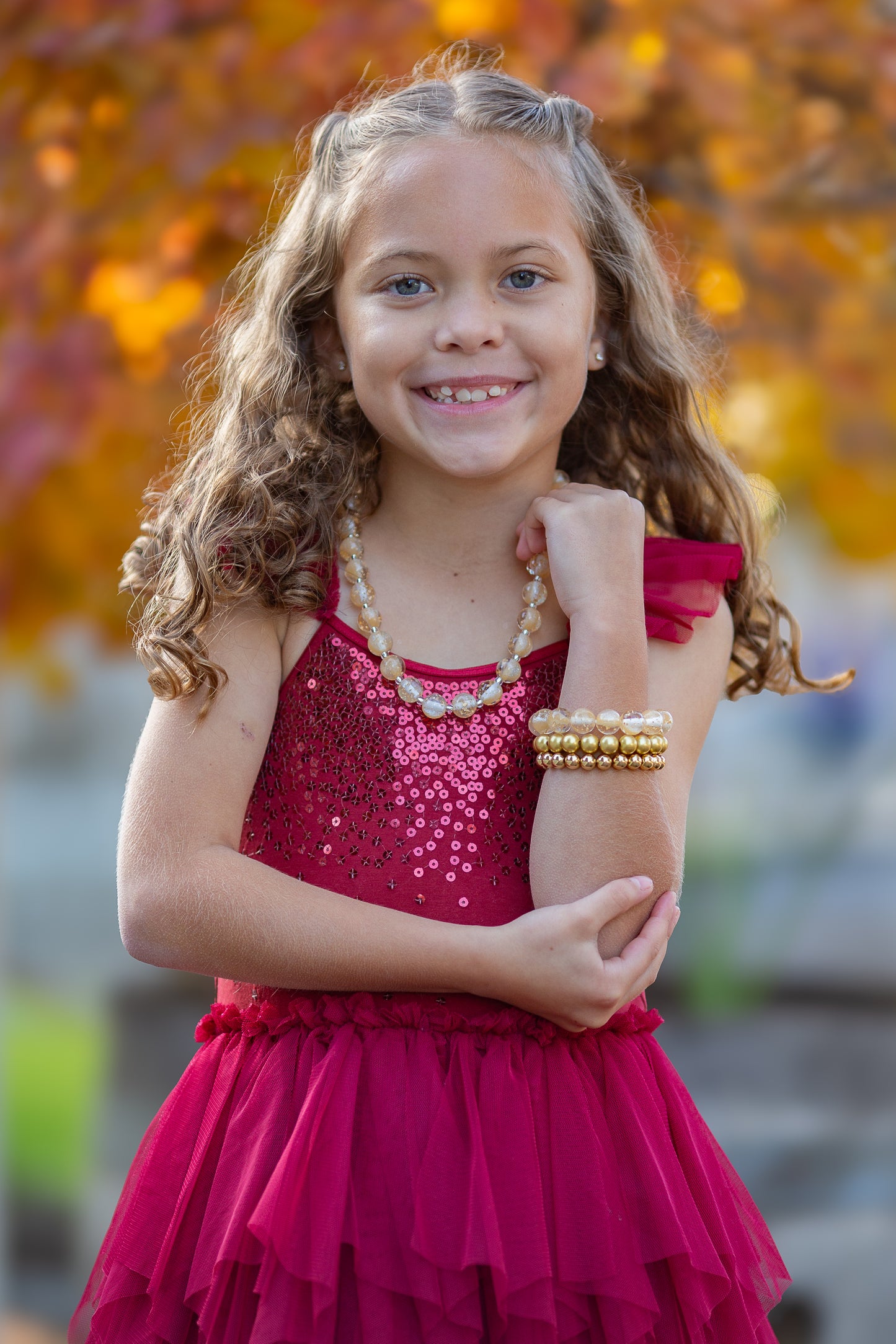 Champagne with Gold Flake Bitty Bead Necklace