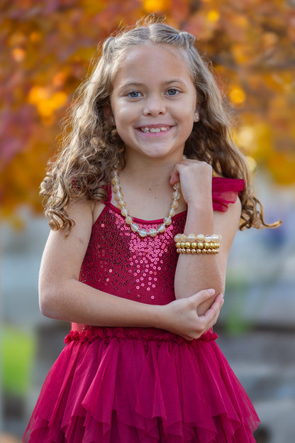 Champagne with Gold Flake Bitty Bead Necklace