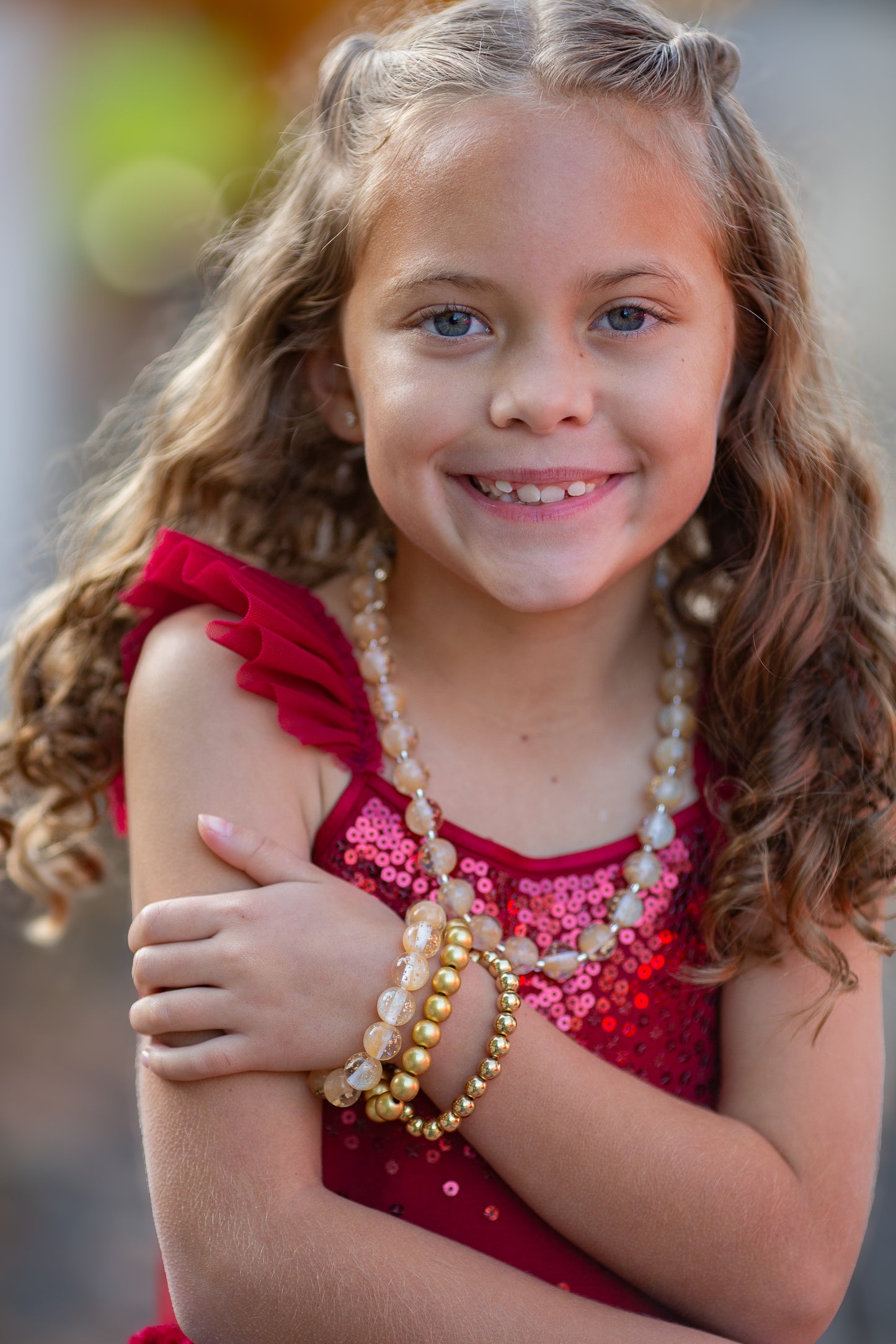 Champagne with Gold Flake Bitty Bead Necklace