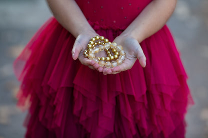 Champagne with Gold Flake Bitty Bead Necklace